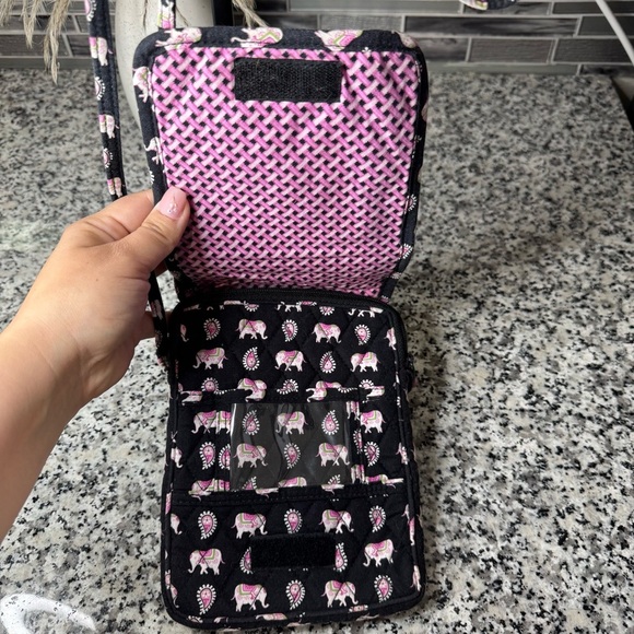 Vera Bradley Women's Black and Pink Elephant Crossbody Bag - Picture 6 of 9